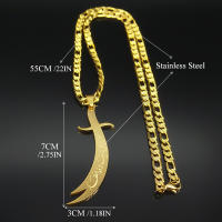 Collar Pendentivo De Acero Inoxidable En Color Oro Con Pendiente De Espada Zulfiqar De Imam Ali Religión Islámica Para Hombres Y Mujeres - details 0