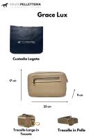 Bandoleras Mujer Mediana, Bolso Cruzado de moda, Bolso para Mujer de Marca, de Piel authentic Con dos compartimientos y dos Correos de HOMBRO extrables e intercambiables Made in Italy, Modelo Grace Lux, Bolso Beige - details 2