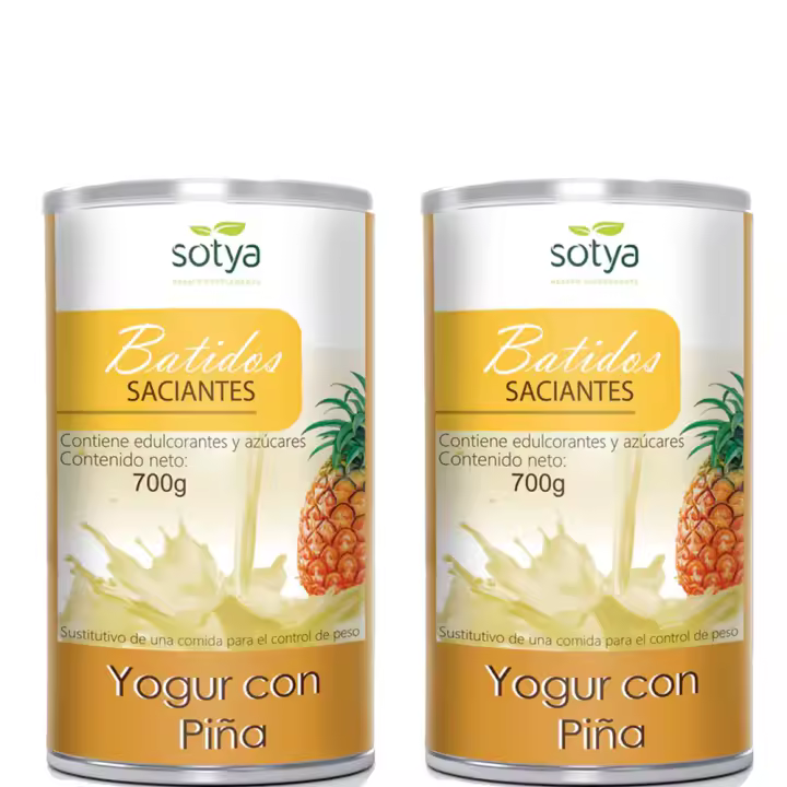 Sotya Pack Ahorro - Batido Saciante Yogurt Piña 700 Gramos (Total 2 x 700 Gramos = 1400 Gramos) - 1