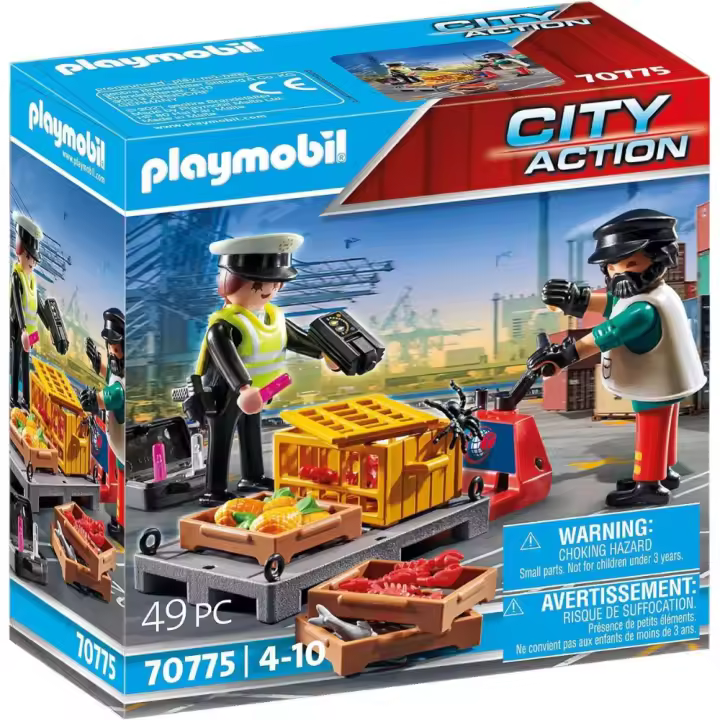 Playmobil control aduanero (70775) City Action con 2 figuras palé y cargamento - 1