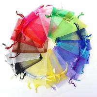 100pcs Organza bags, 9 x 7cm - Hand-sewn multicolor - details 1
