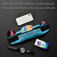 Riñonera deportiva de goma para hombre y mujer con tiras reflectantes y correas ajustables (azul) - details 0