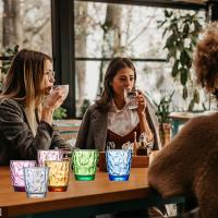 5pcs water cup household PC cup restaurant beverage juice cup, brown, gray, green, transparent, pink - details 2