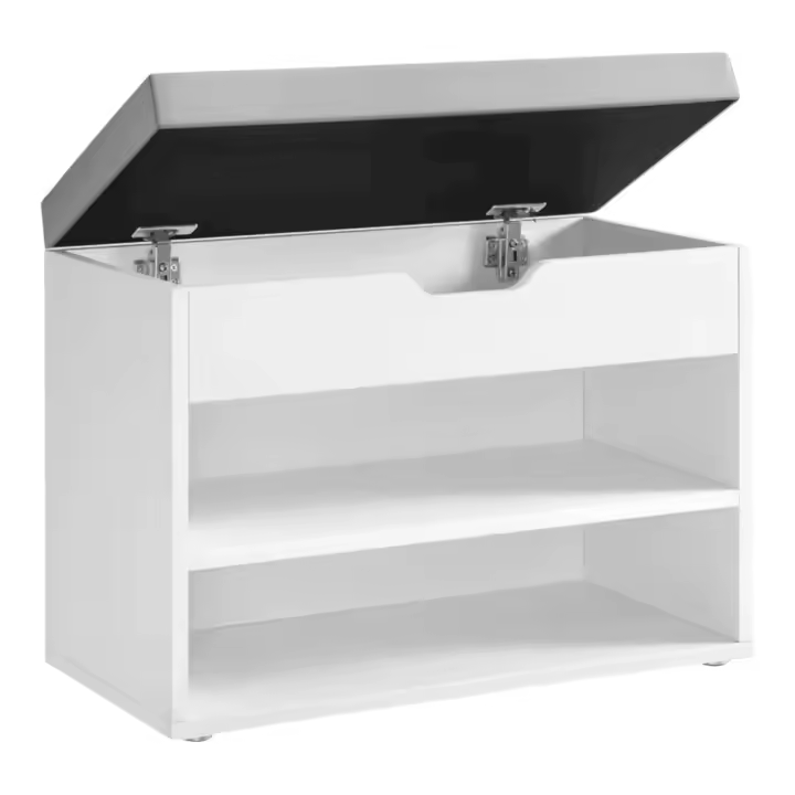 Banco Zapatero, Mueble Zapatero con Asiento Tapizado, Banco Recibidor con 3 Compartimentos y Asiento Acolchado, 30 x 60 x 44 cm, para Entrada Dormitorio Sala de Estar, Marrón Rústico CAJON 3P - 1