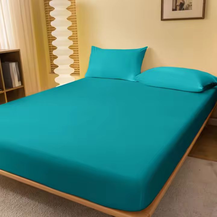 Sábana Sólida Mate Lake Blue Para Cama Cubierta De Cama De Dormitorio 1 Pieza Poliéster 100% Sin Almohadillas De Algodón - 1