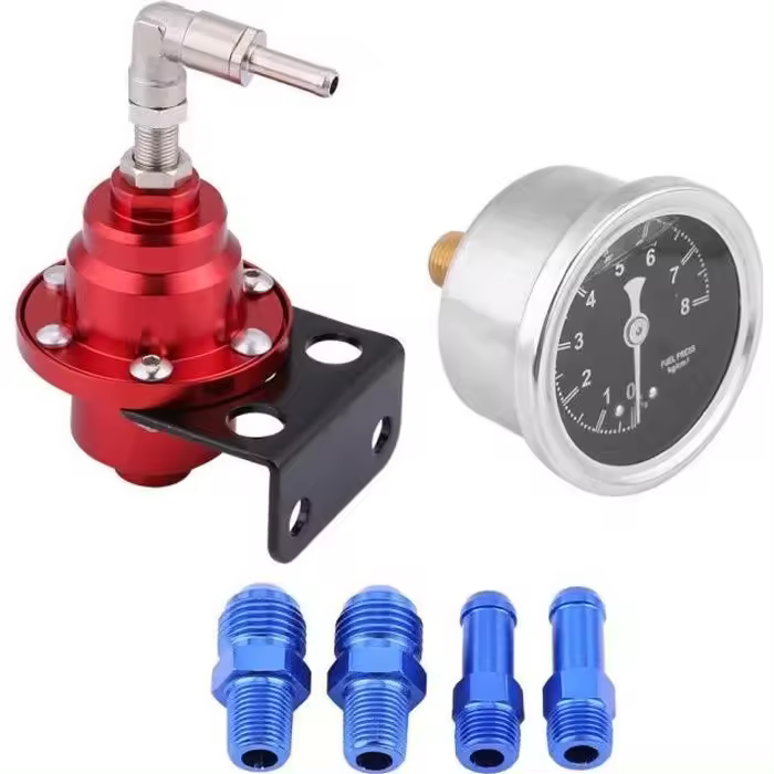 Regulador de presión de combustible ajustable de aluminio CNC universal para automóvil rojo - 1