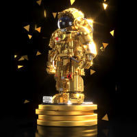 Bloques De Construcción Técnica De Astronauta En Espacio Figuras De Ciudad Colección Edición Dorada Exploración MOC Bloques Juguetes Para Niños Regalo - details 0