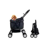 cochecito para Perros Plegable de alta calidad con Ruedas Universales Cesta de Almacenaje Correas de Seguridad y Ventanas - details 0