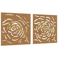 vidaXL Adorno de pared jardín 2 uds acero corten diseño rosa 55x55 cm - details 1