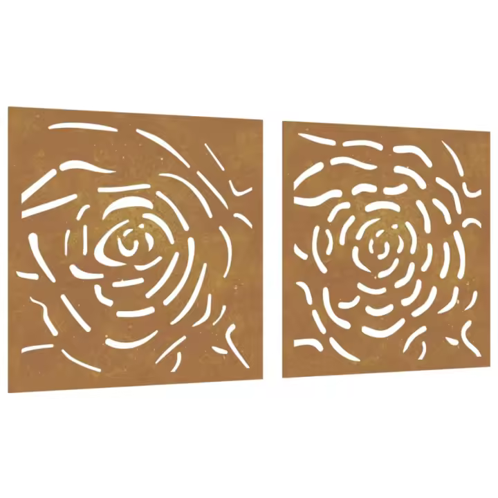 vidaXL Adorno de pared jardín 2 uds acero corten diseño rosa 55x55 cm - 1