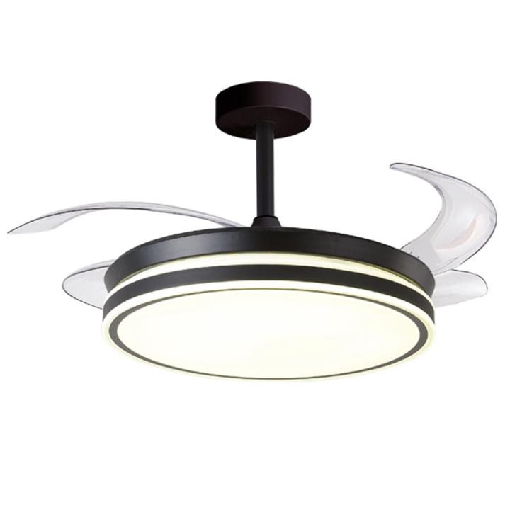 Ventilador DC RODAS negro, 4 aspas retráctiles, 72W LED 3000|4000|6000K, Al.30/40xD.108/50cm — oferta en Miravia