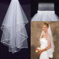Vela De Boda Suave Con Borde De Cinta Tulle De Poliéster Accesorios De Matrimonio Para Mujeres Estilo De Borde De Cinta Doble Capa - details 0