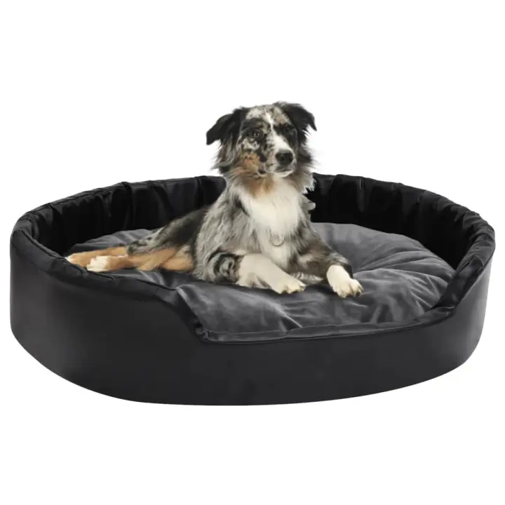vidaXL Cama de Perros Felpa y Cuero Sintético 90x79x20 cm Colchón Color Gris oscuro,  Beige,  Negro y mas - 1