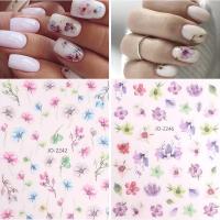 9PCS Pegatinas De Uñas Con Diseño De Flores Primaverales Y Hojas Adornos De Manicura Con Brillo Decoración De Transferencia De Uñas - details 5