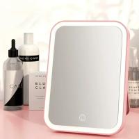 Espejo De Maquillaje LED Compacto Con Interruptor Táctil Y Ajuste De Brillo Rosa (Versión De Enchufe USB) Para Mujeres - details 1