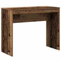 vidaXL Escritorio de madera contrachapada 90x40x72 cm en color Blanco/Blanco brillante/Gris hormigón y más | estructura resistente ideal para salón dormitorio o estudio - details 4