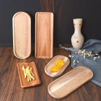 Plato De Madera De Acacia Japonés Rectangular Para Comedor Frutas Aperitivos Taza De Té Oval Tratamiento De Superficie Natural - details 6