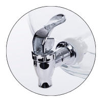 STARLEY-Dispensador de Agua/Bebidas con Grifo - Recipiente de Cristal y Dosificador Metálico - 3800 ML (Negro, Sin Soporte - 16,5 x 26 x 16,5 cm) - details 2