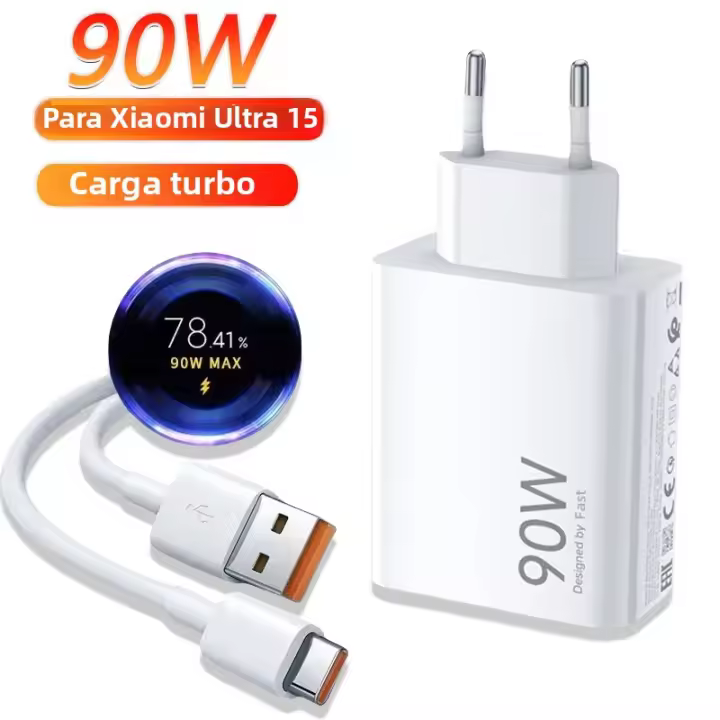 Cargador Rápido USB 90W Para Xiaomi 15 14 13 12 11 10 Ultra Redmi Note 12T 13 pro Turbo Cable De Carga Tipo C Recargable - 1