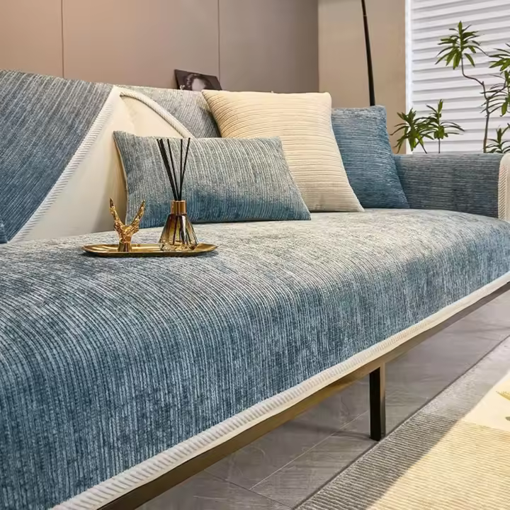 Funda de sofá antiarañazos de Chenilla a Rayas Simple, Funda de sofá difusa Divertida, Funda de sofá Protectora de Muebles de Tela de Chenilla en Espiga (A,Pillowcase 30 * 50CM) - 1