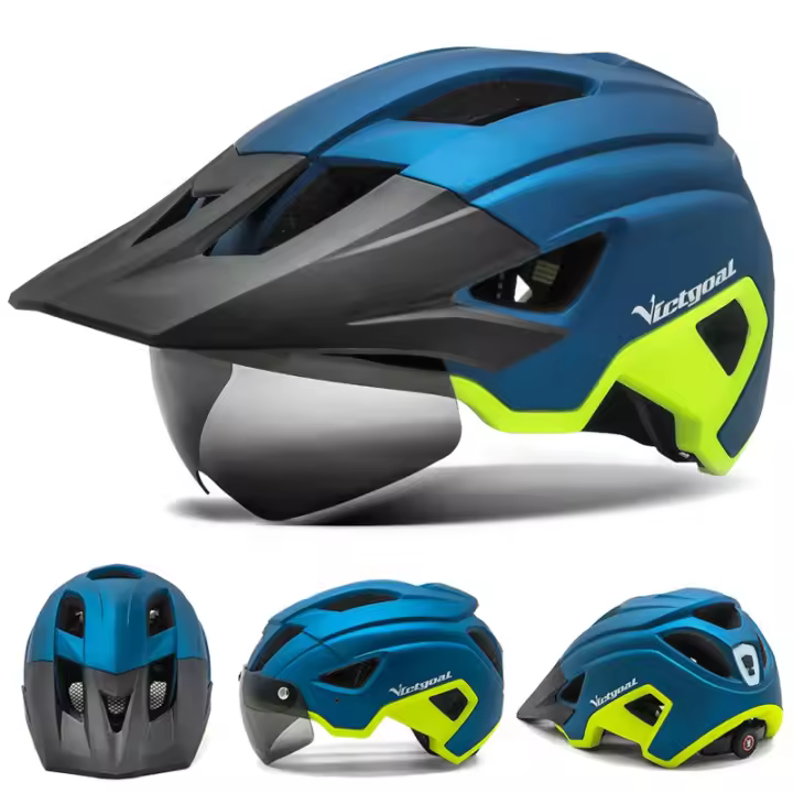 De Bicicleta LED Casco Con Visera De Sol Y Gafas Recargable Para Hombres Ciclismo En Carretera Y MTB Talla 57-61 Cm ZP - 1