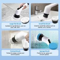 Cepillo de limpieza eléctrico inalámbrico, cepillo de limpieza inalámbrico con 7 cabezales de cepillo reemplazables, fregona eléctrica con mango ajustable para baño, cocina, cepillo de limpieza de coche - details 4