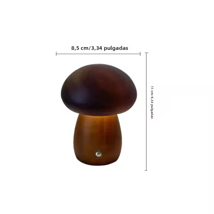 Lámpara De Noche Creativa De Madera INS Lámpara De Mesa Para Camastro Iluminación De Habitación Recargable 3 Colores Ajustable Sin Etapas En Forma De Hongos - 1