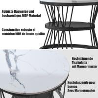 Set de Mesas de Centro Redondas 70/45 cm, Diseño Nido con Estructura en V Negra, Tablero Efecto Mármol Blanco, MDF Moderno para Salón - details 0