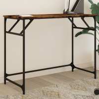 vidaXL Escritorio de madera de ingeniería y acero 100x45x76 cm en color Negro/Marrón roble/Roble ahumado y más | estructura resistente ideal para salón dormitorio o estudio - details 2