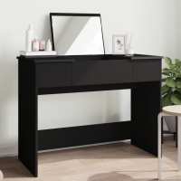 vidaXL Tocador con espejo 100x45x76 cm en color Negro/Gris sonoma/Gris hormigón y más | decorativo de pared para baño dormitorio recibidor moderno - details 0
