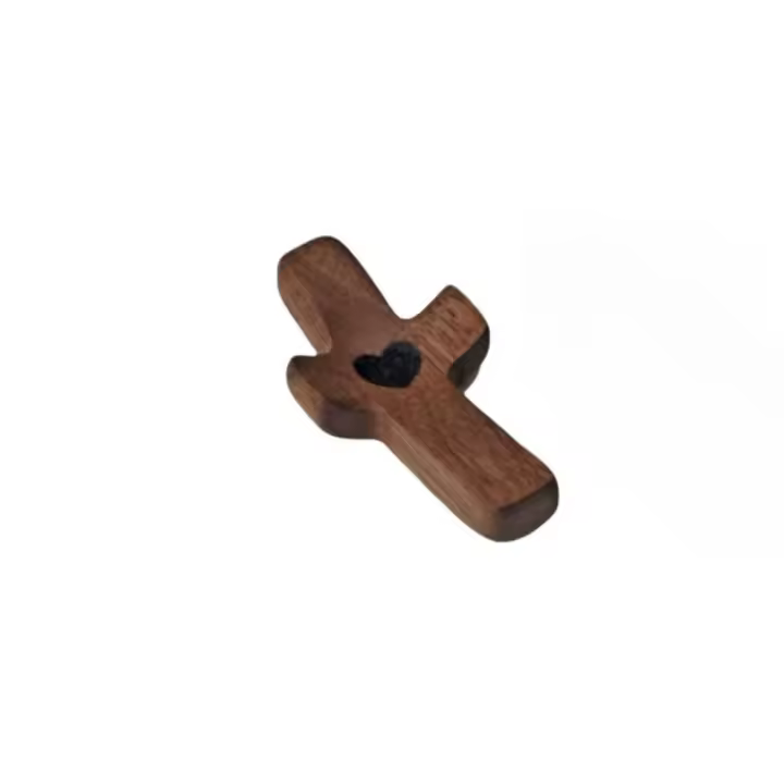 1pc Cruz Creativa De Madera De Olivo Hecha a Mano Arte Obra De Artesanía Regalo Cruz Mi Corazón Aliento Pieza De Nácar Americano - 1