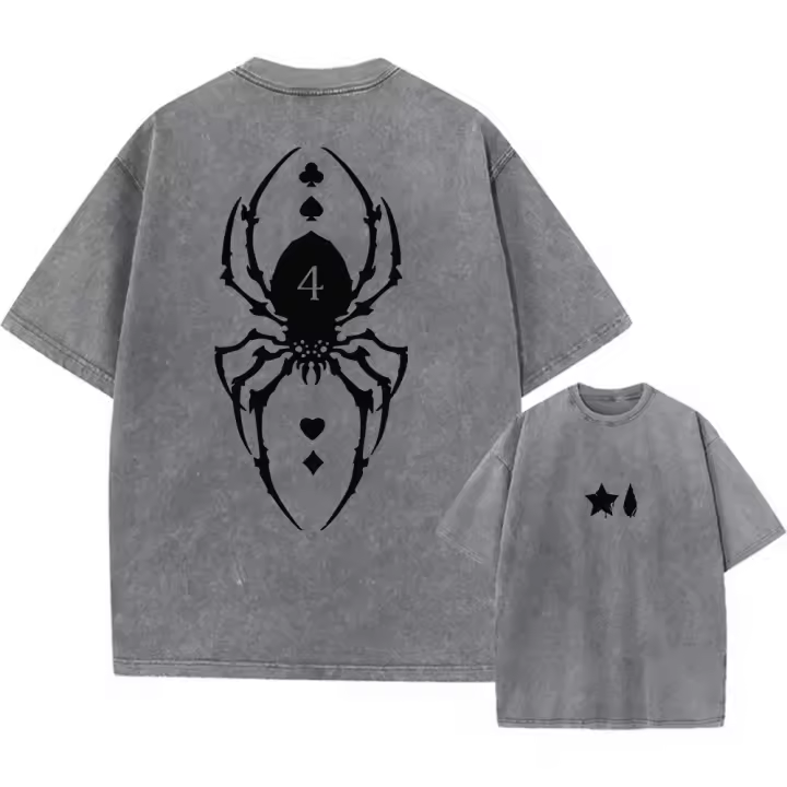 Camiseta Hip Hop Retro Lavada Streetwear Anime Hunter X Hunter Impresión 100% Algodón Unisex Camiseta Masculina Tops Tees Y2K - 1