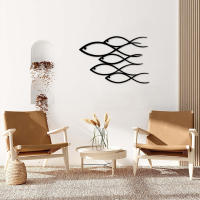 Decoración De Pared En Acero Metálico Tamaño 30x20cm Estilo Clásico Matizado De Negro Tema Marino Con Plantas Para Decoración De Hogar Y Baño - details 3