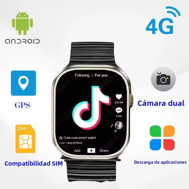 Smartwatch 4G NET GS29 Para Hombres Con 64G Rom One-click SOS Android OS GPS Maps SIM Card Para Google Play YouTube Pasómetro Tracker De Sueño - 1