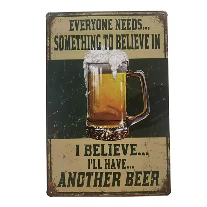 1Pc Signo De Metal Vintage De Cerveza 11.81*7.87 Pulgadas Decoración Para Bar Restaurante Sala De Estar Granja Garage Regalo De Navidad - 1