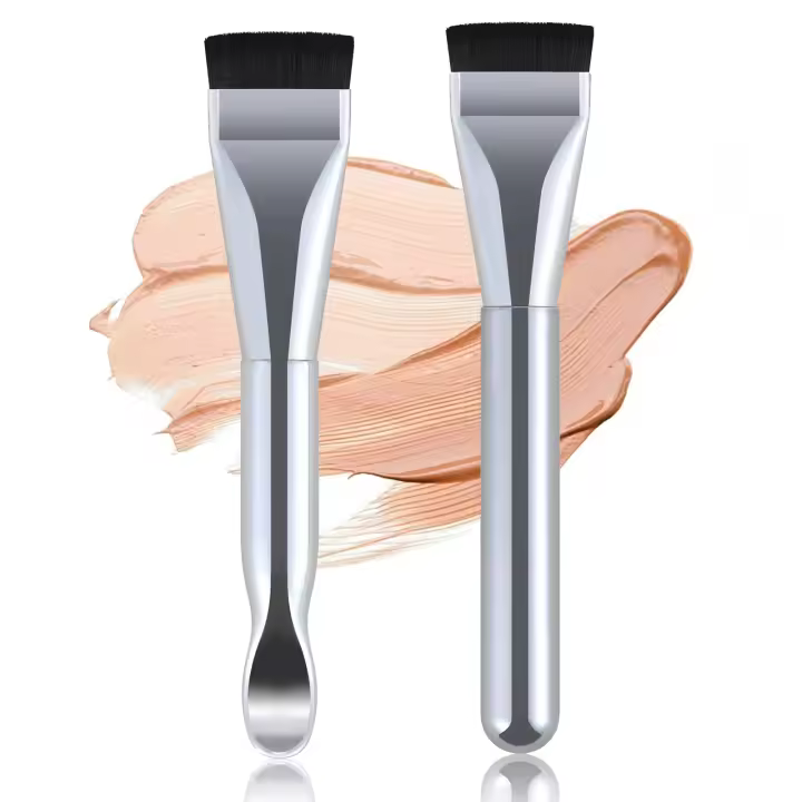 Brochas de maquillaje para base, sin polvos, ligeras y suaves para el rostro - Set de brocha para base One Word y Fishtail - 1