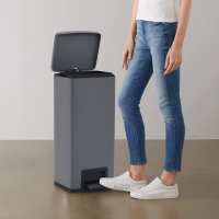 vidaXL Cubo Basura con Pedal Antihuellas 30L Acero Inoxidable Bote Color Plateado,  Gris,  Negro y mas - details 1