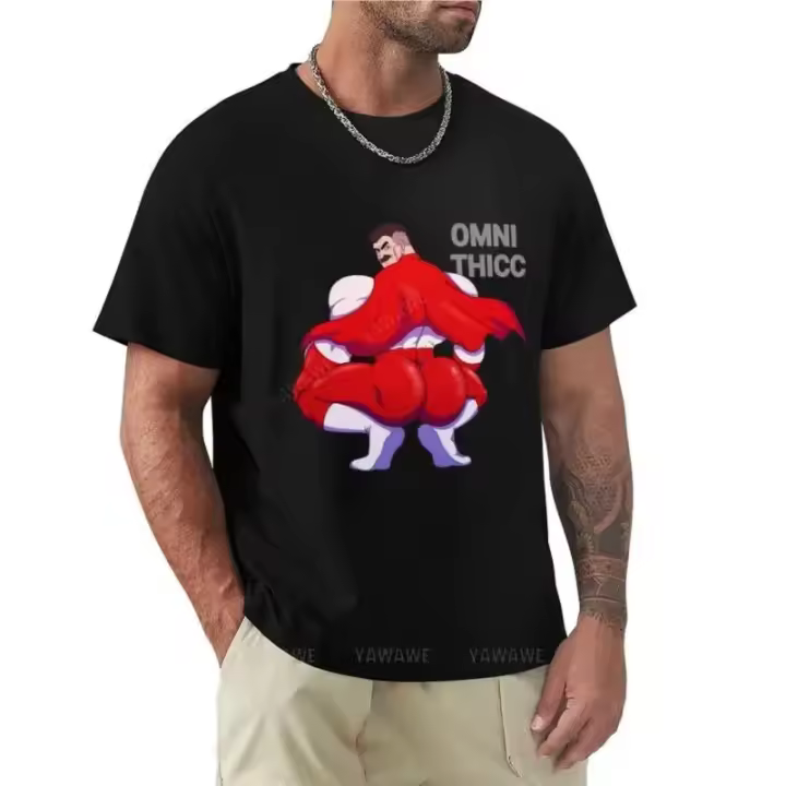 Camiseta Negra Para Hombres Camiseta De Algodón Puro Manga Corta Estilo Casual Sin Capucha Impresión Omniman Ropa Anime - 1