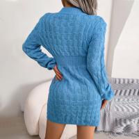 Vestido De Coctel Para Mujer Estilo Casual De Otoño/invierno Cuello Redondo Cintura Alta Abrigo Suéter De Alta Calidad Y Cómodo Vestido Manga Batwing De Polyester Silken Cintura Natural - details 6