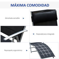 Outsunny Tumbona Plegable Respaldo Ajustable a 7 Niveles con Almohada Texteline Resistente Relax en Exterior Piscina Terraza Camping 137x63.5x100.5cm Acero - details 4