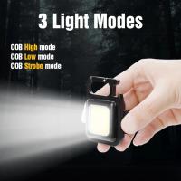 Mini Linterna COB Magnética Con Llavero 500mAh Recargable USB 3 Modos De Luz Plegable Con Soporte Trabaja Como Lámpara - details 1