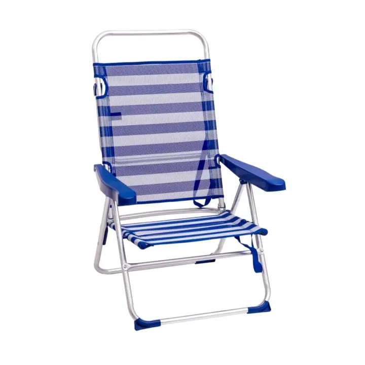 Silla de playa o camping Aluminio tejido textilen Fija o de posiciones Tumbona 3 pies surtidos de modelos a elegir diferentes precios Calidad Monty peach confiable - 1
