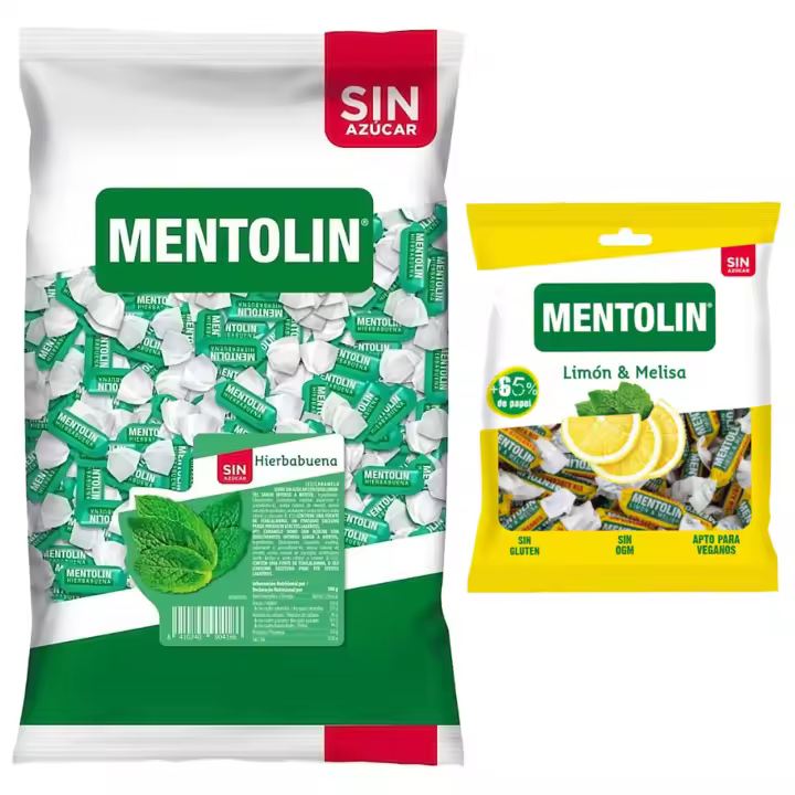 Mentolín caramelos garganta hierbabuena s/a bolsa 1kg y de regalo  limon melisa s/a bolsa 50g - 1