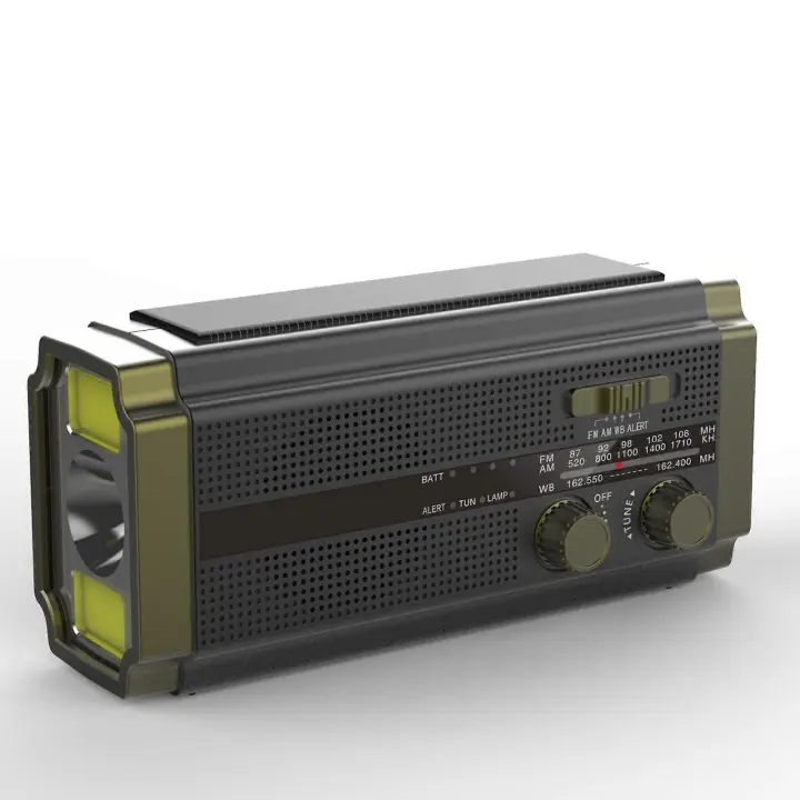 Radio solar, radio de la manivela de AM/FM, radio portátil de la emergencia con la batería recargable 5000 mAh, antorcha de 3 modos LED - 1