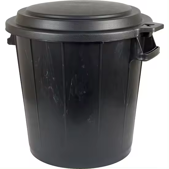 Orework Cubo de Basura 50 L con Tapa - Negro - Capacidad 50 Litros - Ø 47 Cm - 49 Cm Altura - 1