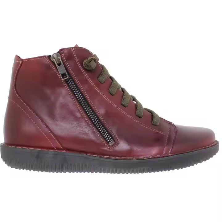 Botín Casual Piel Mujer Burdeos - Boleta Shoes - 1