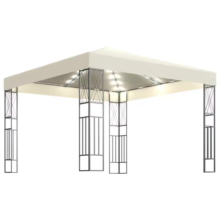 vidaXL Cenador con Tira de Luces 3x3 m Tela Pérgola Parasol Carpa Color Crema,  Antracita, y mas - 1