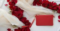 Bolso Clutch Mujer with Correa para el hombro, Bolso de fiesta, mini Bolso Piel authentic Suave, Made in Italy, Modelo Mya, Clutch Rojo - details 1