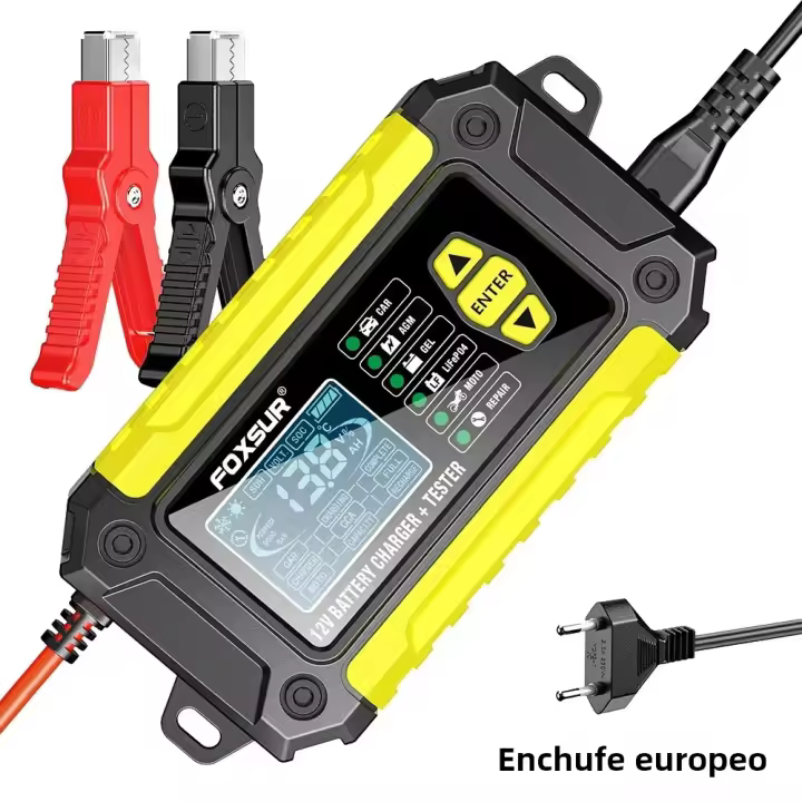 Cargador De Batería De Coche 12V 6A 2 En 1 Mantenedor Automotriz Con Prueba De Batería Y Reparación De Pulso Para Coche Moto AGM - 1