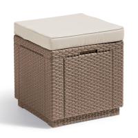 Keter Puf cubo de almacenamiento con cojín en color Capuchino/Grafito | acolchados duraderos para sofás de jardín terraza exterior - details 0